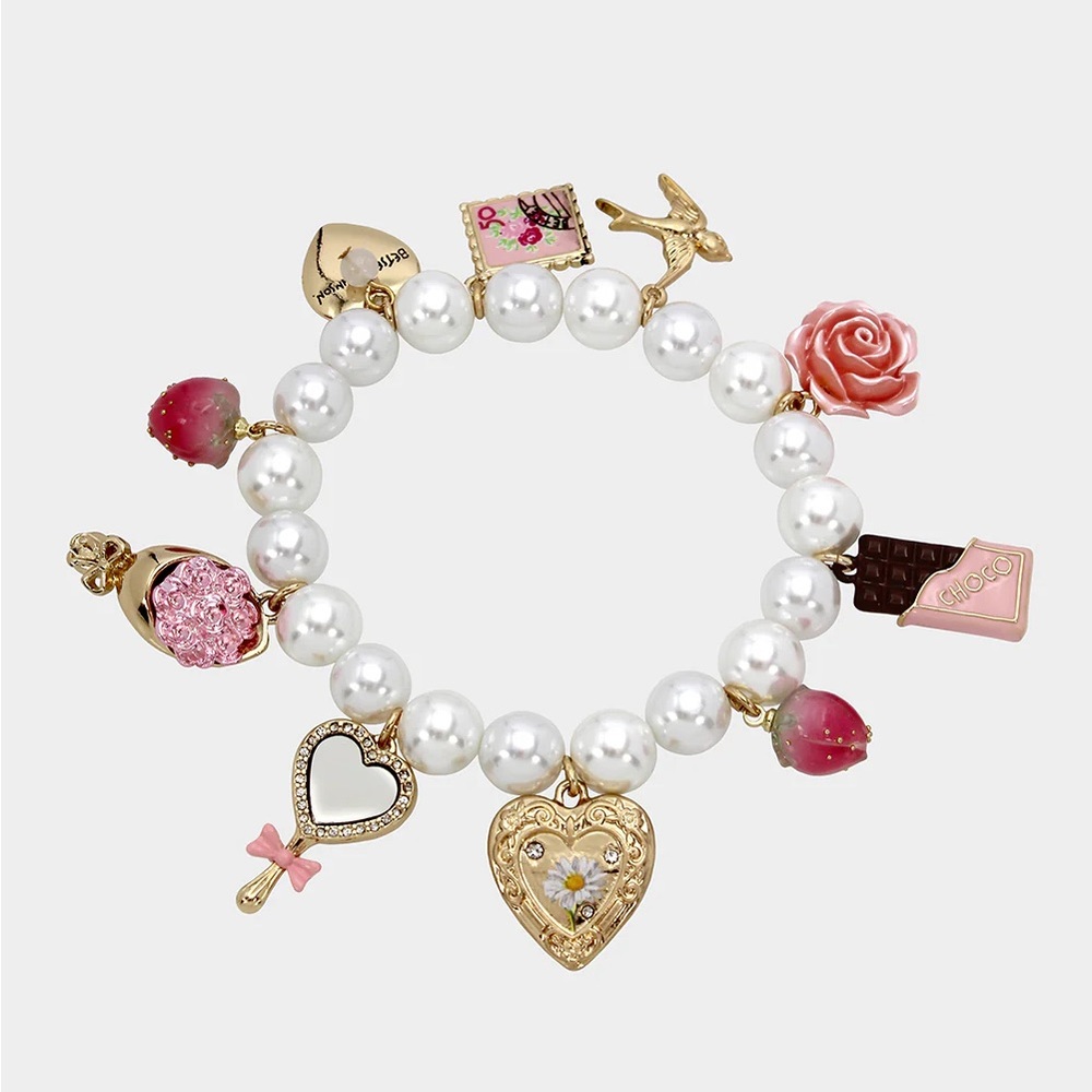 SWEETHEART CHARM STRETCH BRACELET PINK